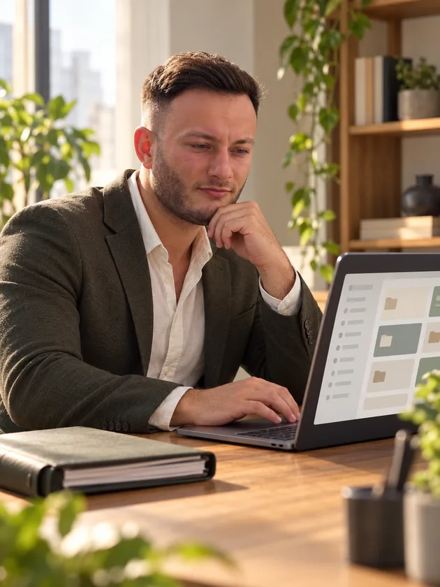 Mikail Uzun sucht Informationen in einer digitalen Wissensübersicht