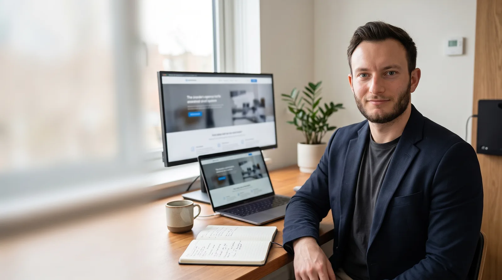 Mikail Uzun von Uzun Digital an seinem Arbeitsplatz